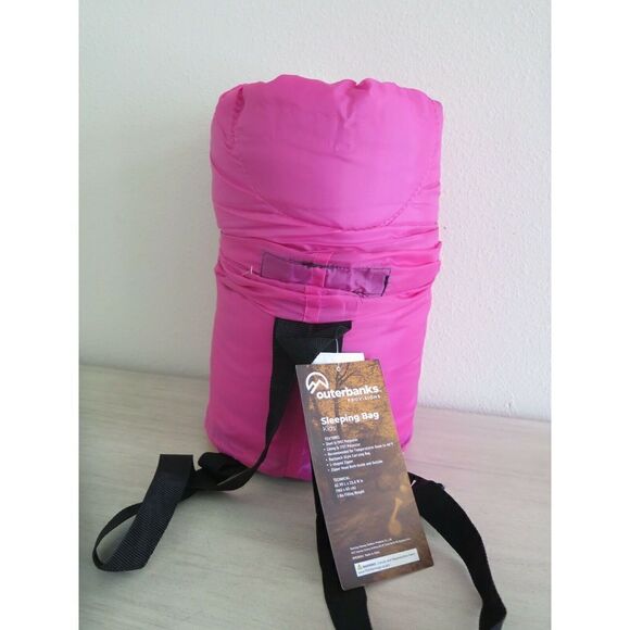 Outerbanks Kids Sleeping Bag Pink Owl, Backpack-Style Carrying Bag - Picture 3 of 4